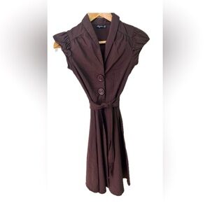 Ruby Rox Vintage 50s Inspired Chocolate Brown Swing Dress W/Cap Sleeves Sz 3